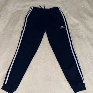Adidas Kids Dark Blue Joggers with White Stripes